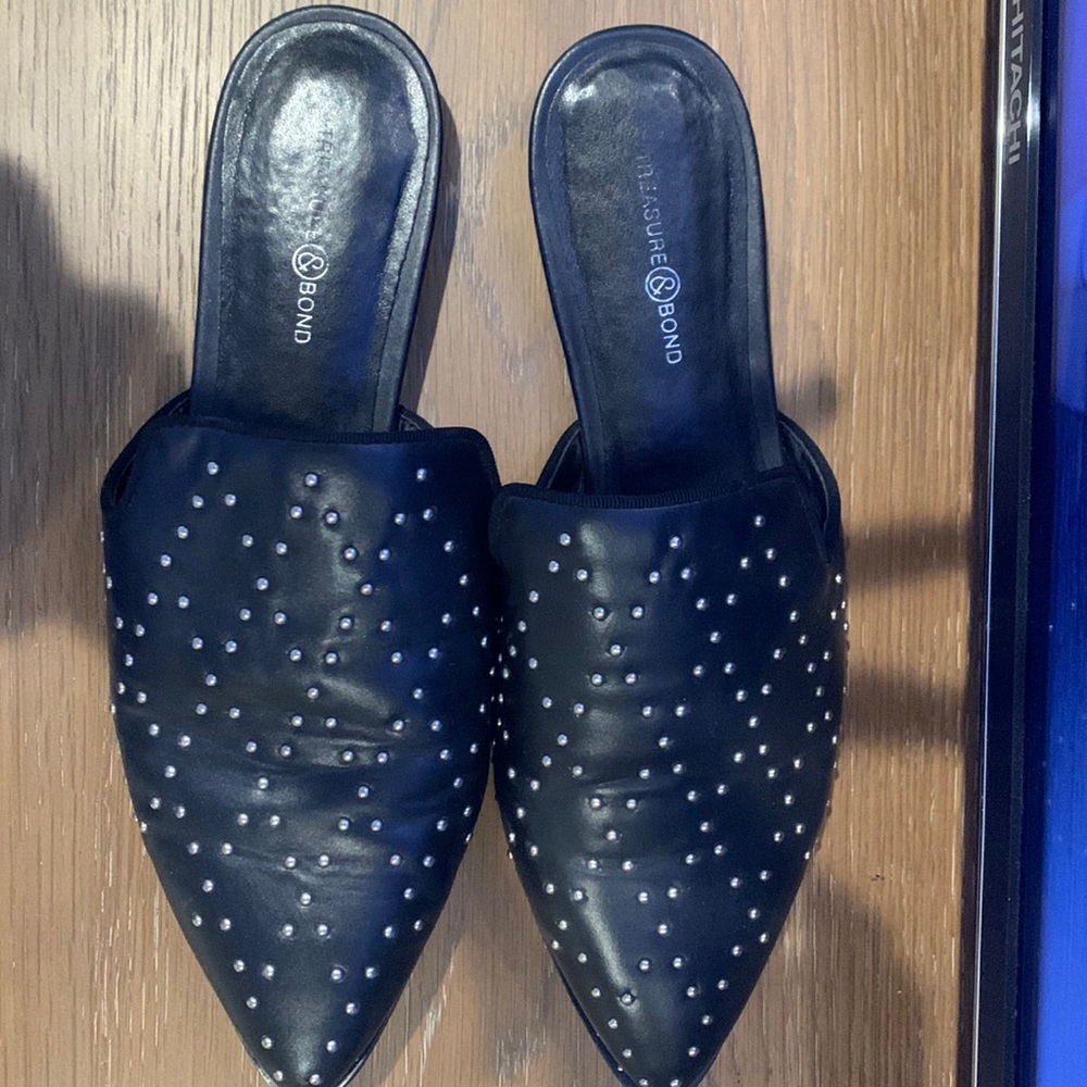 Leather studded loafers